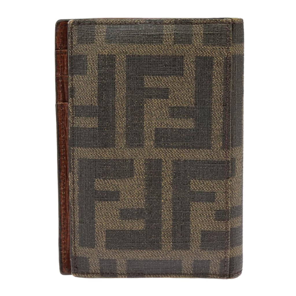 FENDI Zucca Canvas Card Case Black Brown101122
