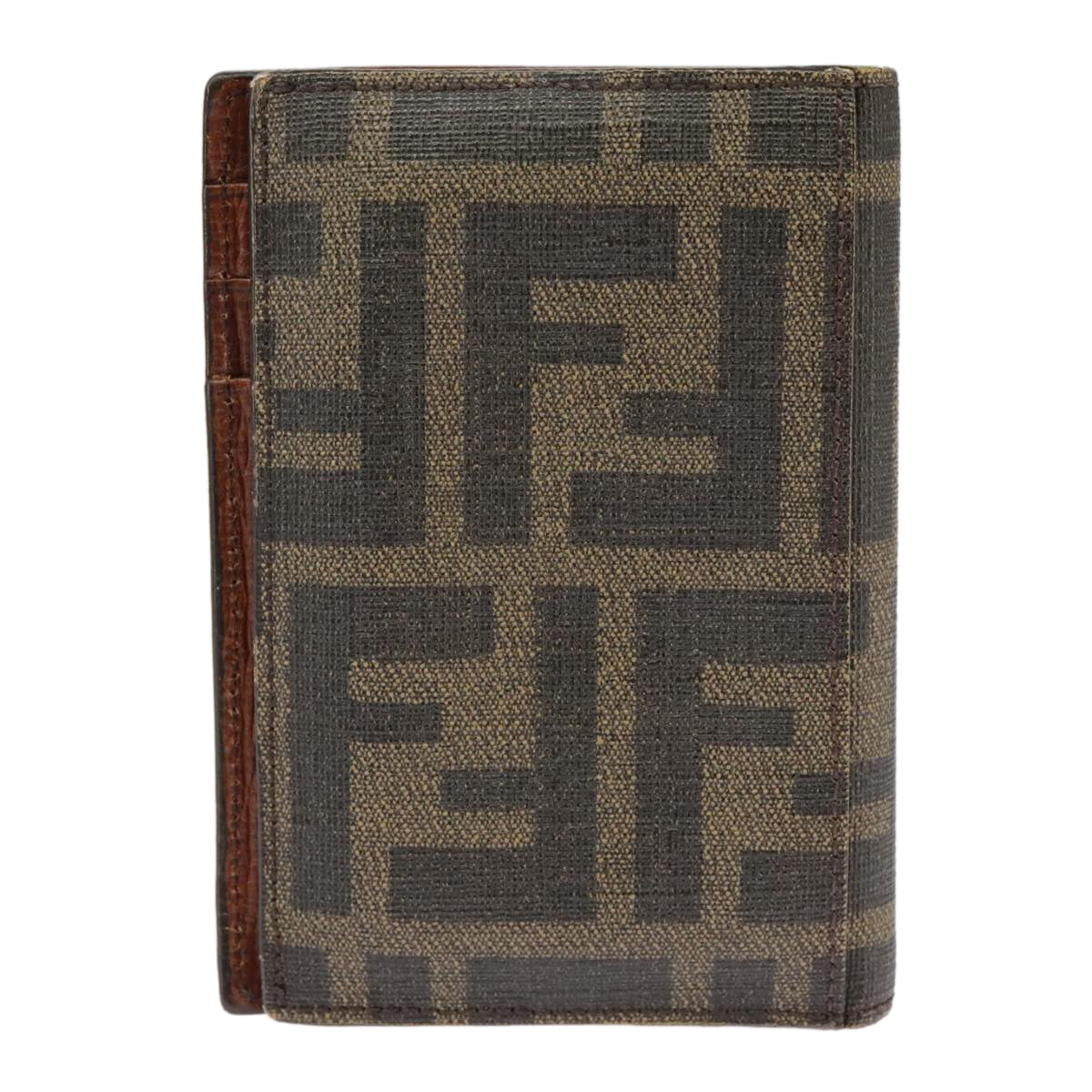 FENDI Zucca Canvas Card Case Black Brown101122
