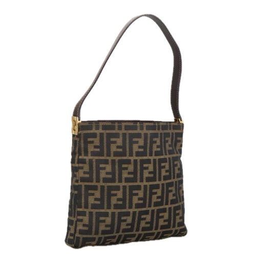 FENDI Zucca Canvas Shoulder Bag Brown Black101147