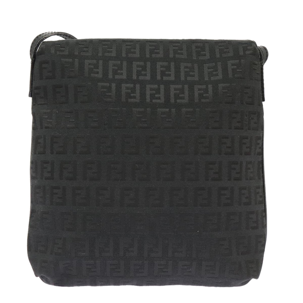 FENDI Zucchino Canvas Mamma Baguette Shoulder Bag Black101222