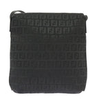 FENDI Zucchino Canvas Mamma Baguette Shoulder Bag Black101222