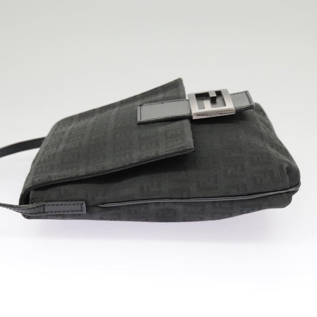 FENDI Zucchino Canvas Mamma Baguette Shoulder Bag Black101222
