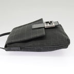 FENDI Zucchino Canvas Mamma Baguette Shoulder Bag Black101222