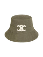 CELINE Triomphe Cotton Gabardine Bucket Hat Khaki