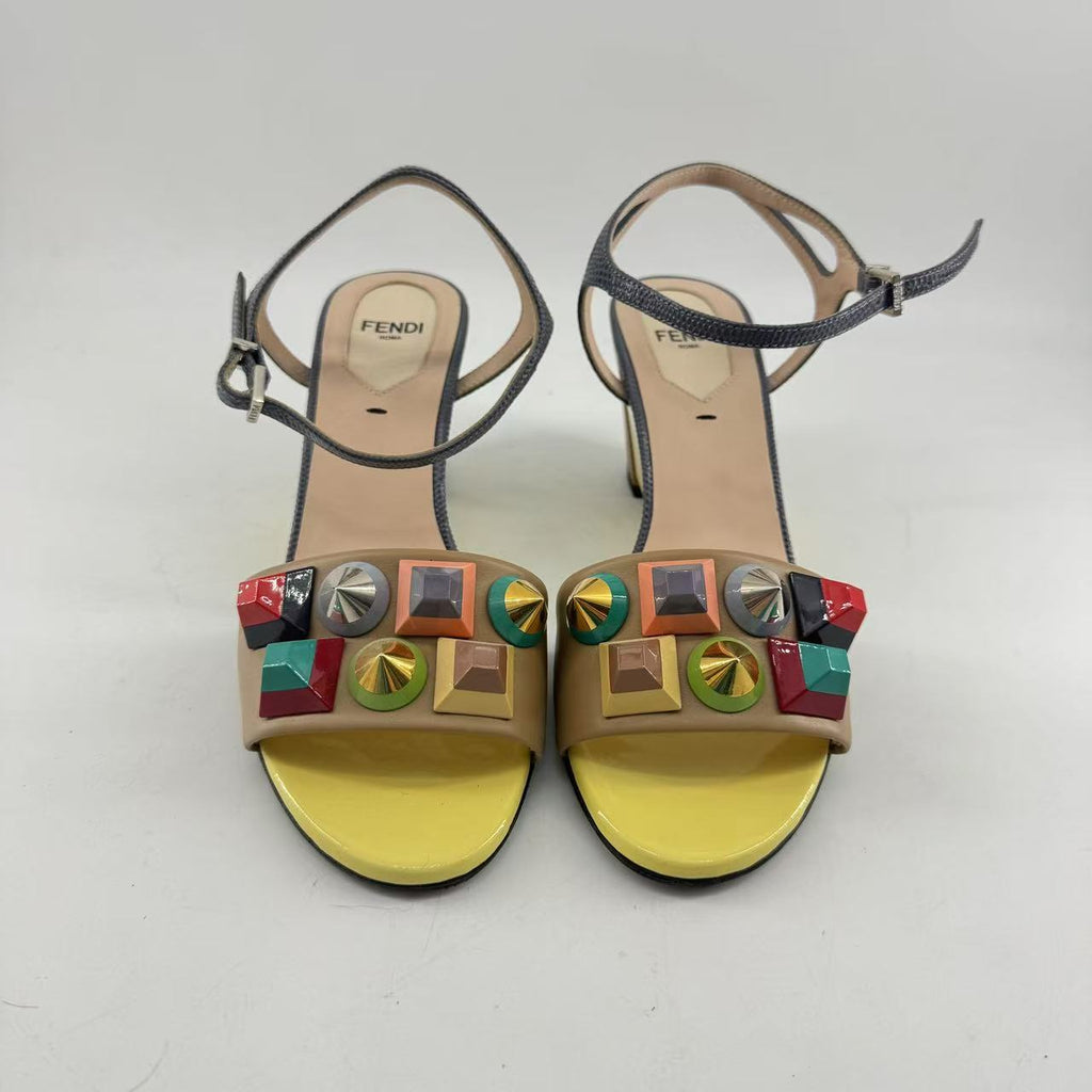 Fendi Embossed Fantasia Strap Sandal