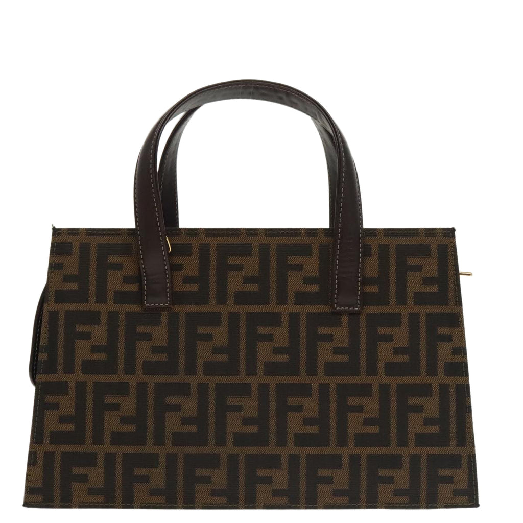 FENDI Zucca Canvas Hand Bag 2way Brown Black gold101320SA