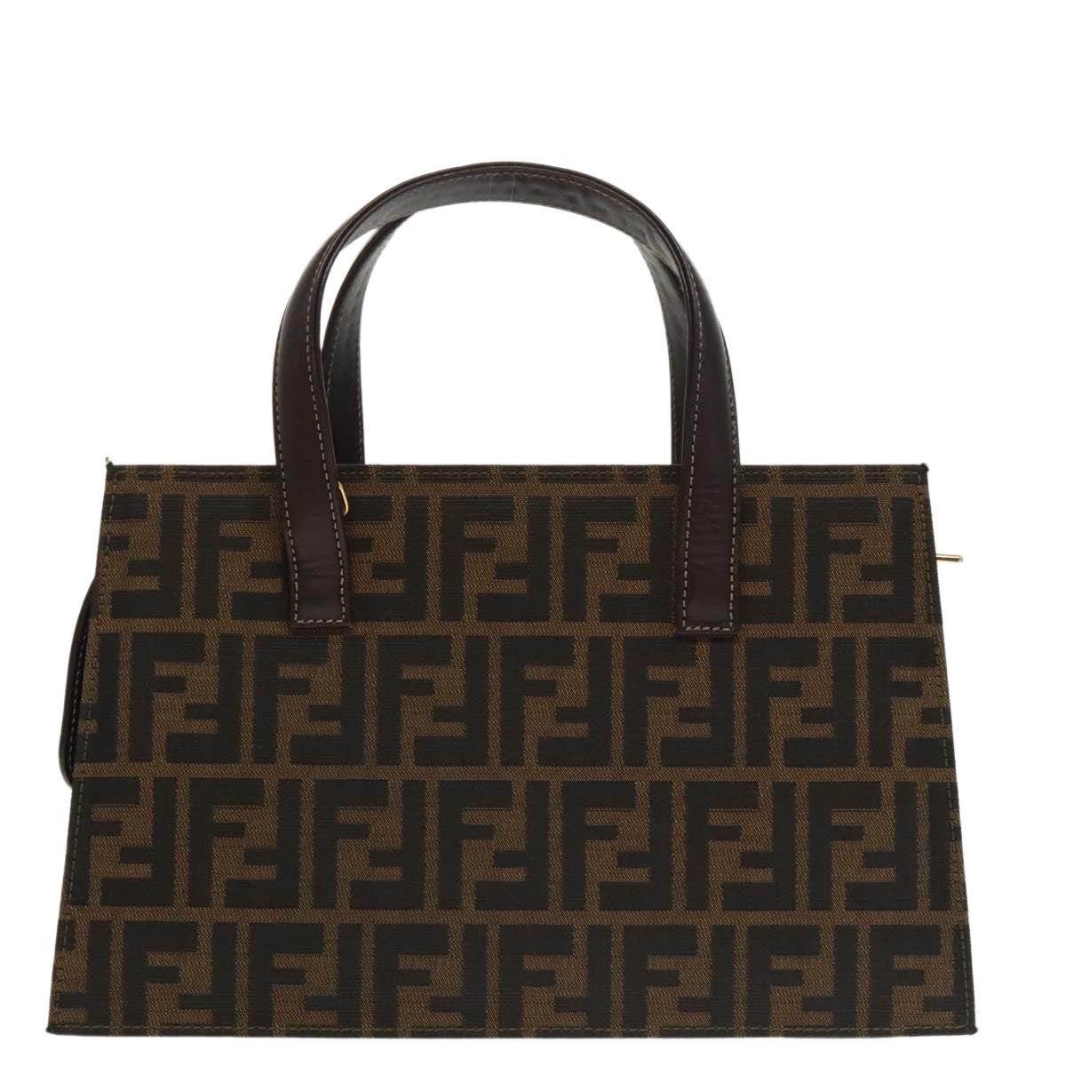 FENDI Zucca Canvas Hand Bag 2way Brown Black gold101320SA