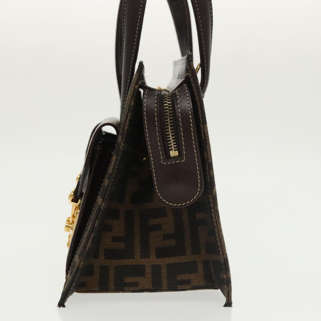 FENDI Zucca Canvas Hand Bag 2way Brown Black gold101320SA
