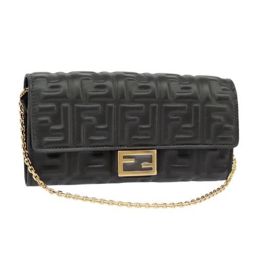 FENDI Zucca Canvas Chain Long Wallet Black 8M0365101345A