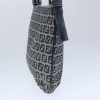 FENDI Zucchino Canvas Mamma Baguette Shoulder Bag Navy Silver101401