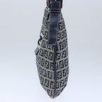 FENDI Zucchino Canvas Mamma Baguette Shoulder Bag Navy Silver101401