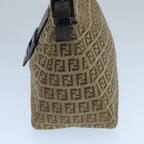 FENDI Zucchino Canvas Mamma Baguette Hand Bag Brown Silver101409