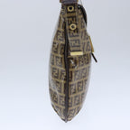 FENDI Zucchino Canvas Mamma Baguette Shoulder Bag Enamel Brown Gold101410