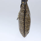 FENDI Zucchino Canvas Mamma Baguette Shoulder Bag Enamel Brown Gold101410