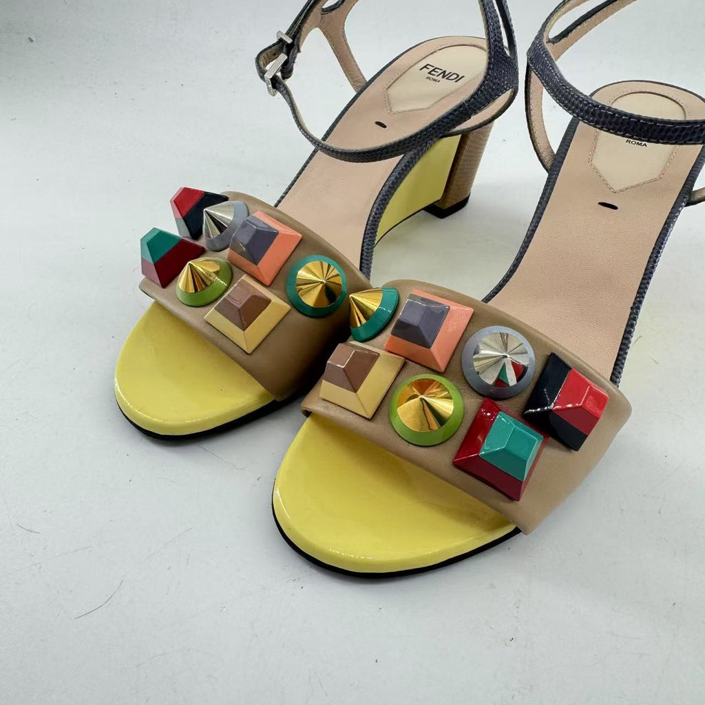 Fendi Embossed Fantasia Strap Sandal