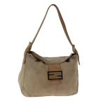FENDI Mamma Baguette Shoulder Bag Suede Beige Gold101458