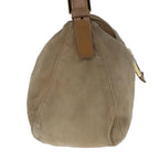 FENDI Mamma Baguette Shoulder Bag Suede Beige Gold101458