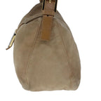 FENDI Mamma Baguette Shoulder Bag Suede Beige Gold101458