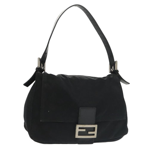 FENDI Mamma Baguette Shoulder Bag Nylon Black Silver101489