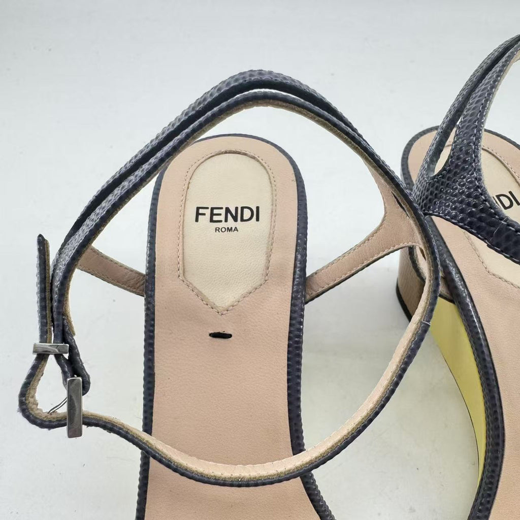 Fendi Embossed Fantasia Strap Sandal