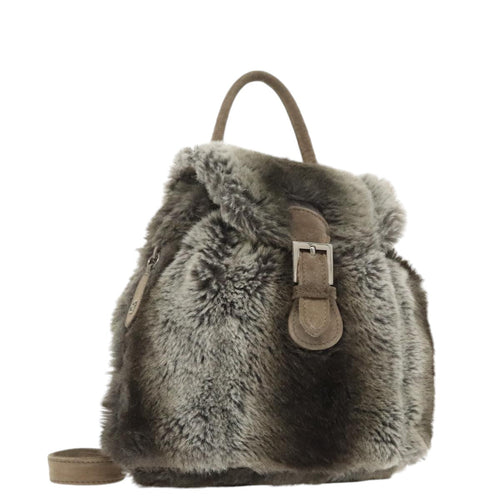 FENDI Backpack Suede Gray Silver101519