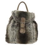 FENDI Backpack Suede Gray Silver101519