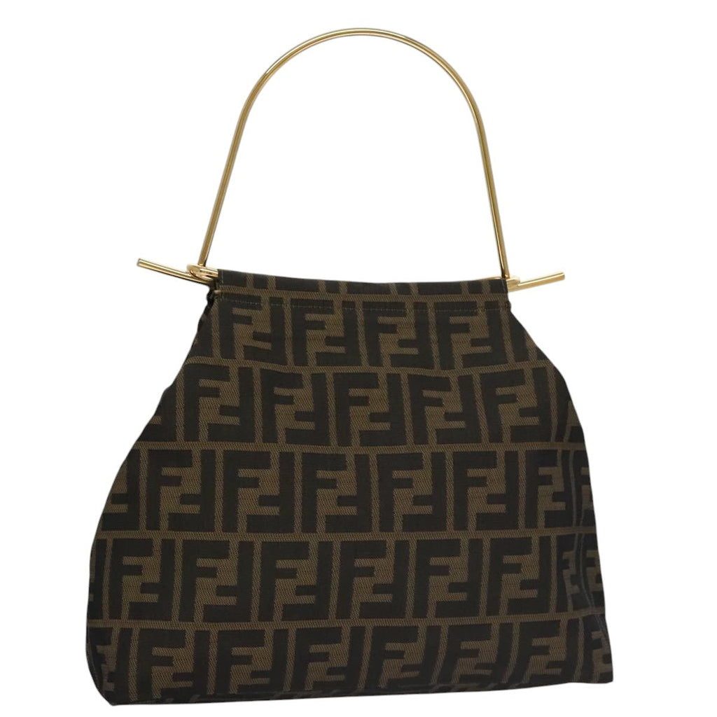FENDI Zucca Canvas Hand Bag Brown Black101927A