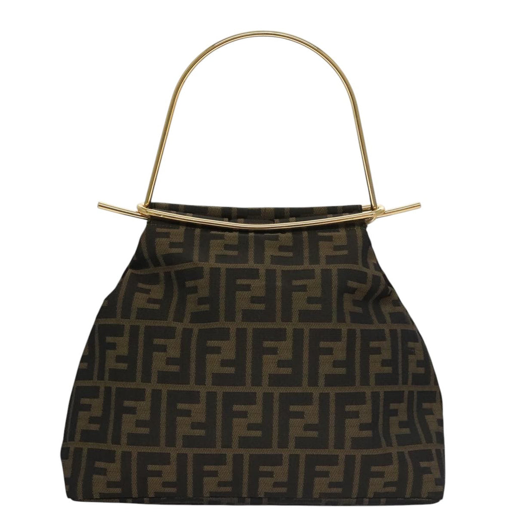 FENDI Zucca Canvas Hand Bag Brown Black101927A