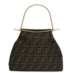 FENDI Zucca Canvas Hand Bag Brown Black101927A
