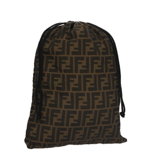 FENDI Zucca Canvas Drawstring Bag Brown Black101941