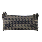 FENDI Zucchino Canvas Shoulder Bag Navy Silver101961