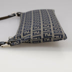 FENDI Zucchino Canvas Shoulder Bag Navy Silver101961