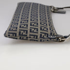 FENDI Zucchino Canvas Shoulder Bag Navy Silver101961