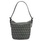 FENDI Zucchino Canvas Hand Bag Navy Silver101993