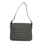 FENDI Zucchino Canvas Mamma Baguette Shoulder Bag Navy Silver102011