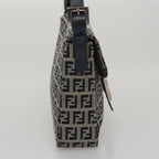 FENDI Zucchino Canvas Mamma Baguette Shoulder Bag Navy Silver102011