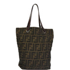 FENDI Zucca Canvas Hand Bag Brown Black102027