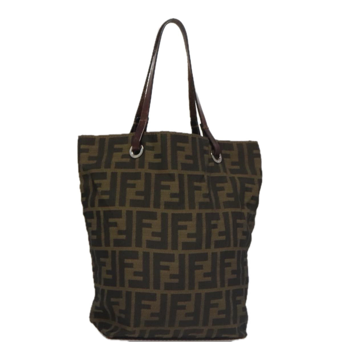 FENDI Zucca Canvas Hand Bag Brown Black102027