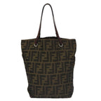 FENDI Zucca Canvas Hand Bag Brown Black102027