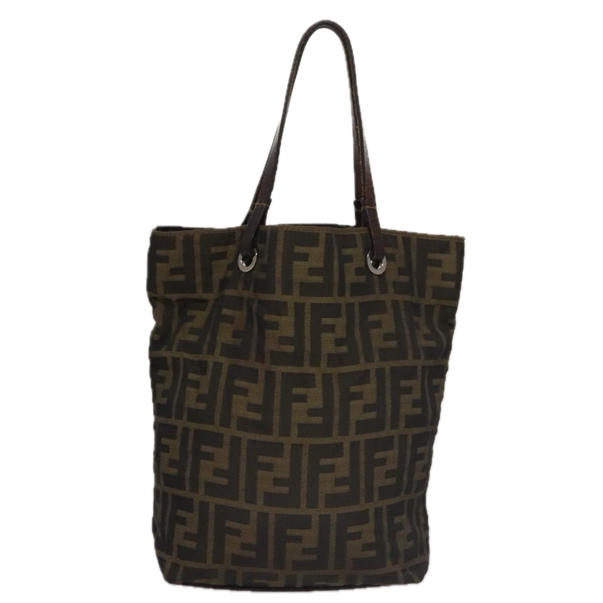 FENDI Zucca Canvas Hand Bag Brown Black102027