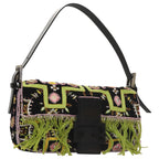 FENDI Mamma Baguette Shoulder Bag Canvas Black102031A