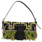FENDI Mamma Baguette Shoulder Bag Canvas Black102031A