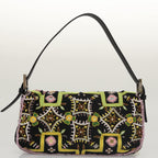 FENDI Mamma Baguette Shoulder Bag Canvas Black102031A