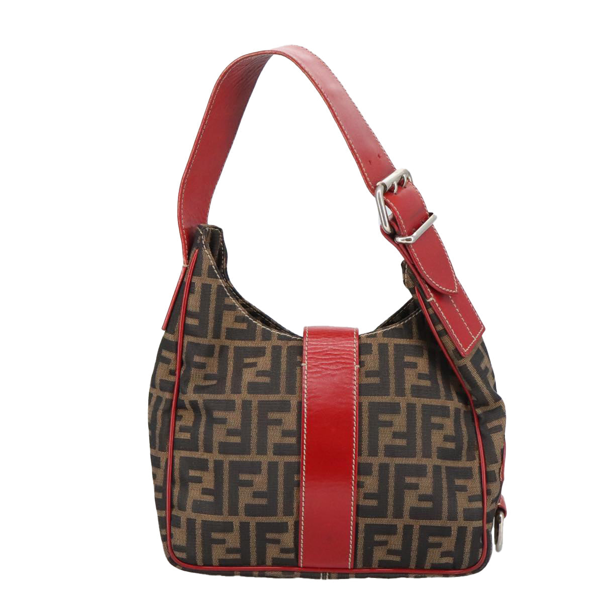 FENDI Zucca Canvas Shoulder Bag Brown Black 8BR148102056