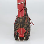 FENDI Zucca Canvas Shoulder Bag Brown Black 8BR148102056