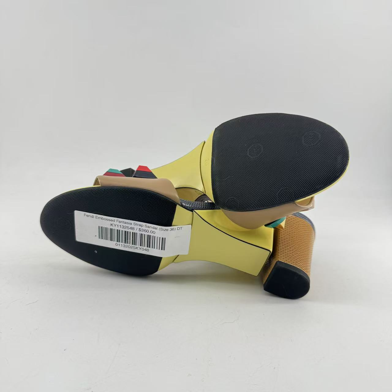 Fendi Embossed Fantasia Strap Sandal