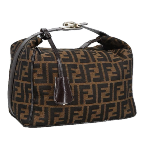 FENDI Zucca Canvas Vanity Hand Bag Brown Black102121