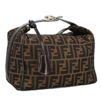 FENDI Zucca Canvas Vanity Hand Bag Brown Black102121