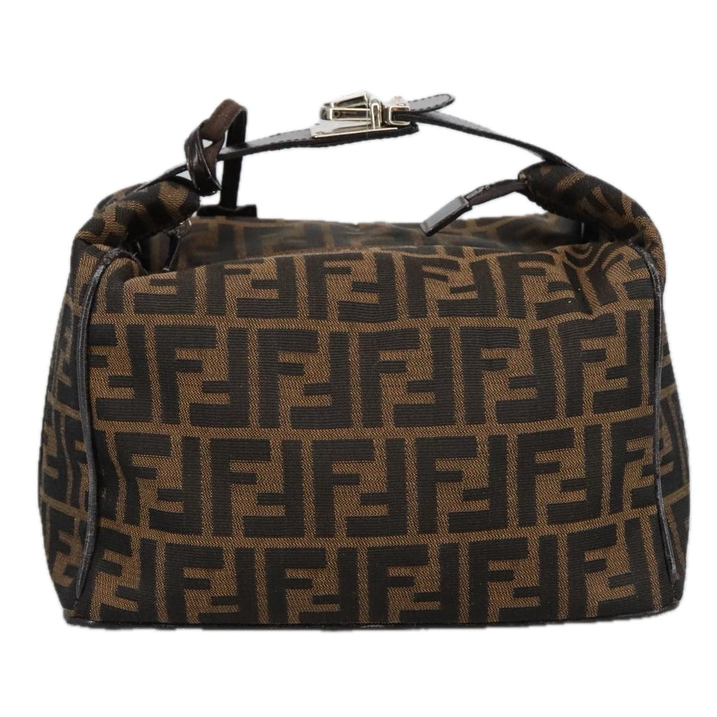 FENDI Zucca Canvas Vanity Hand Bag Brown Black102121