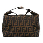 FENDI Zucca Canvas Vanity Hand Bag Brown Black102121